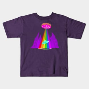 Rainbow Donut UFO Mountains Inspiration Kids T-Shirt